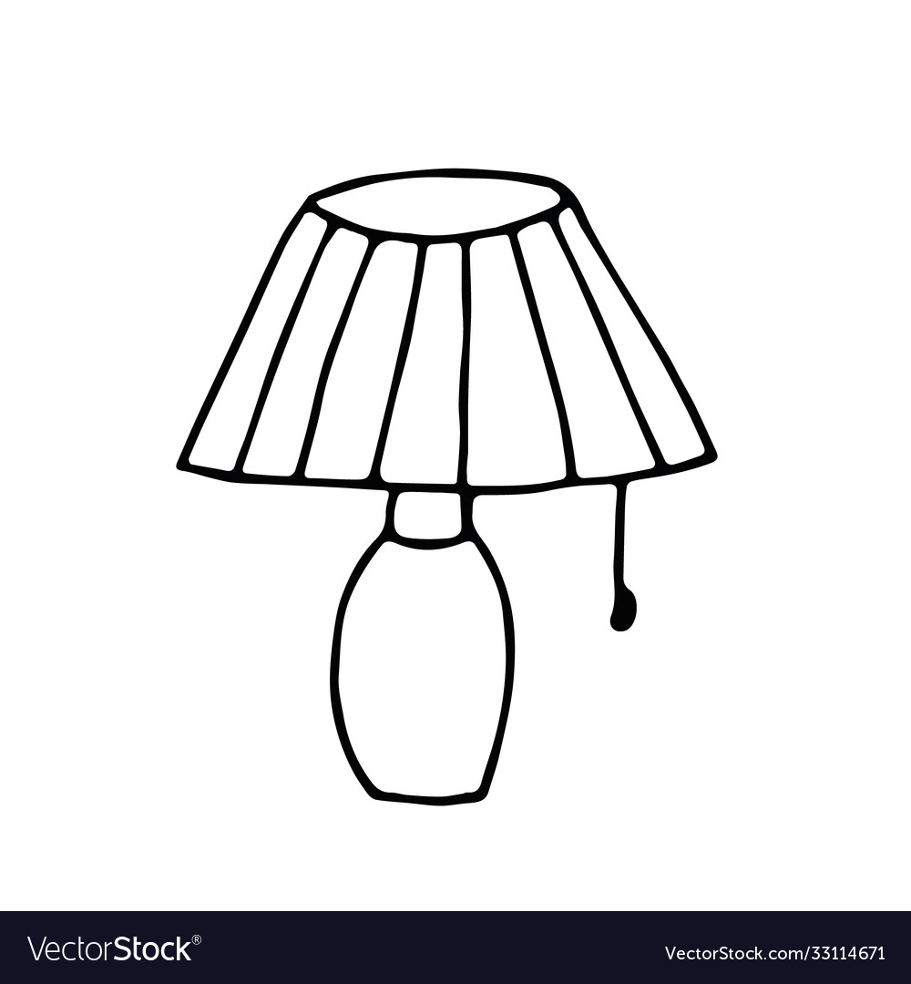 Table lamp hand drawn in doodle style single Vector Image