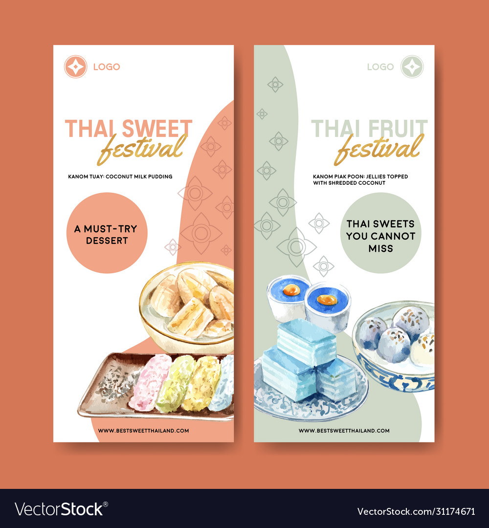 Thai sweet flyer design with pudding layered