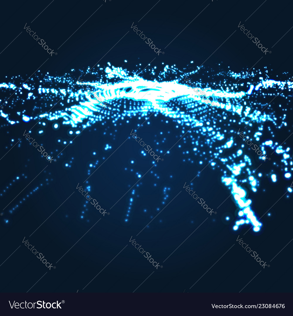 Array mit dynamischen Partikeln 3d Technologie-Stil vector image Array mit dynamischen Partikeln 3d Technologie-Stil