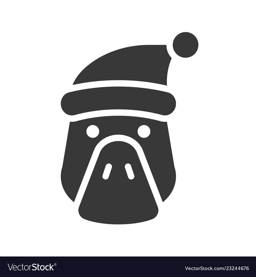 Duck wearing santa hat silhouette icon design