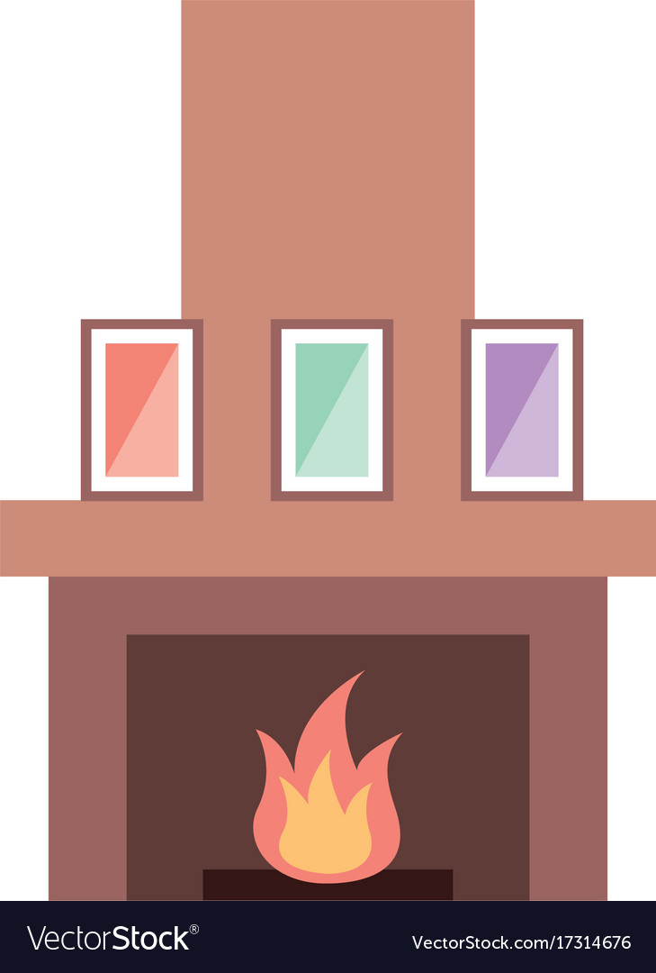 Fireplace Chimney Flame Indoor Decoration Vector Image