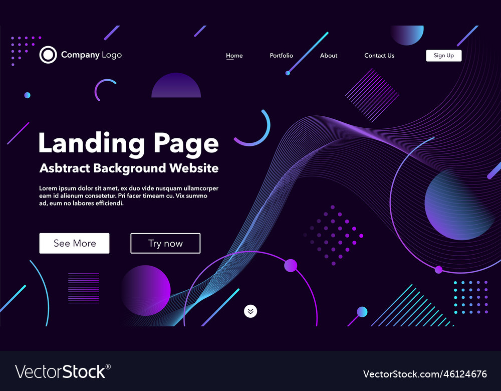 Gradient abstract background landing page vector image Gradient abstract background landing page