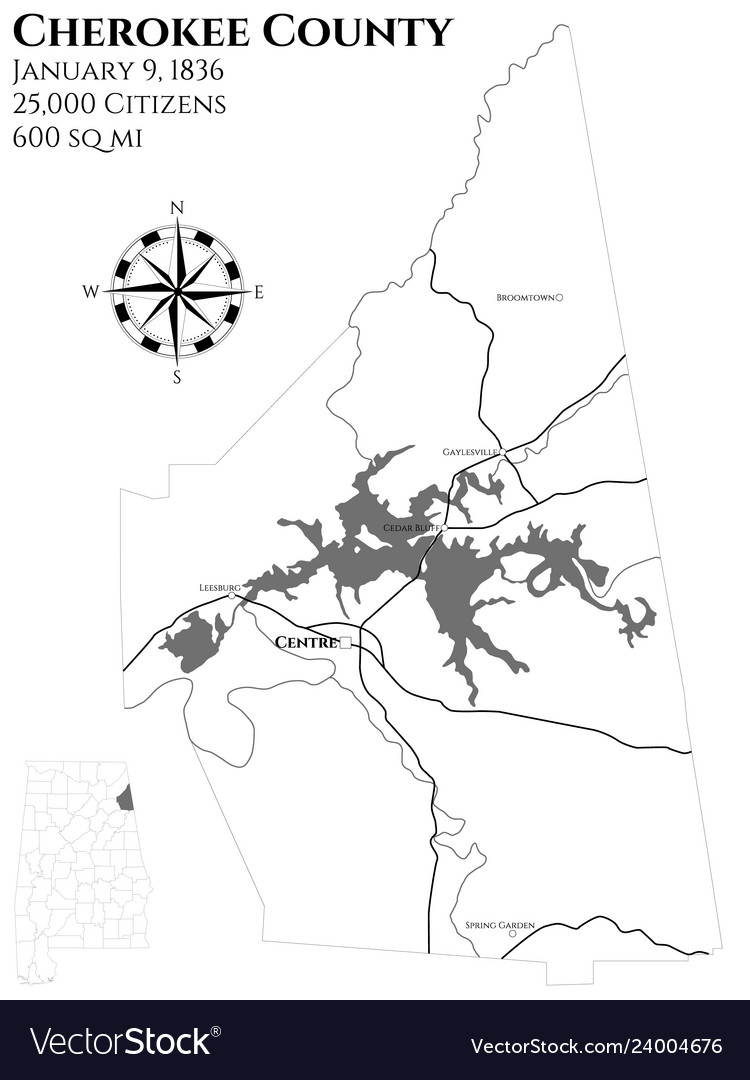 Map of cherokee county in alabama