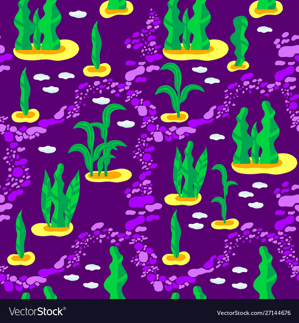 Seamless pattern leaves on purple background