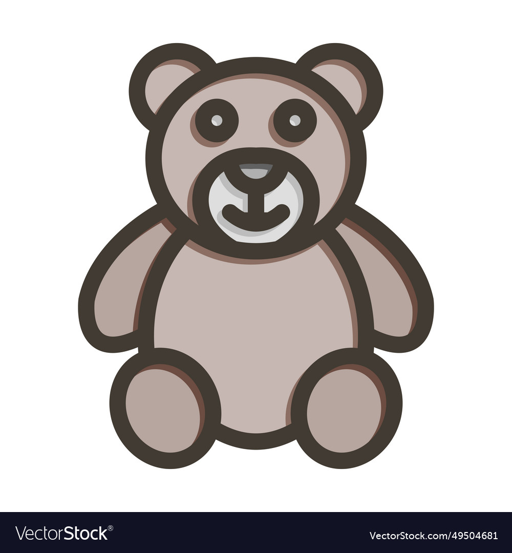 Bear thick line filled colors icon for personal Vector Image