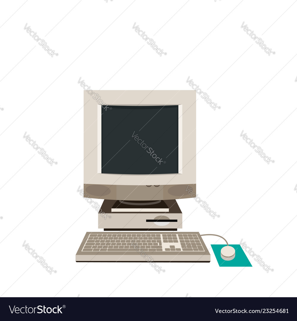 Desktop Pc Computer Equipment Old Royalty Free Vector Image