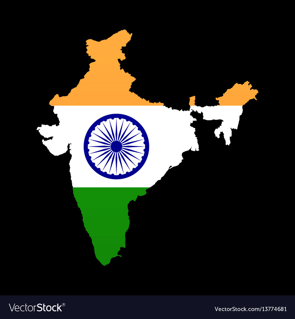 Detailed Map Of The India With Flag Vector 13774681 