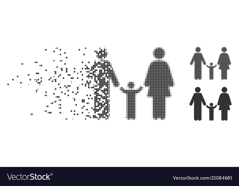 Family child decomposed pixel halftone icon vector image Family child decomposed pixel halftone icon