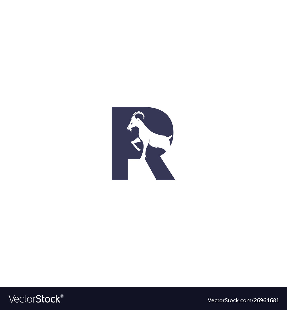 Letter r and goat logo template design