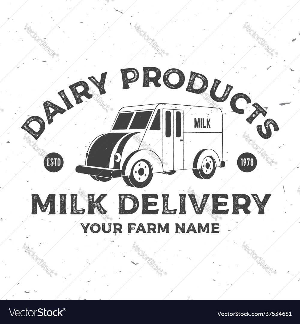 Milk delivery badge logo typography vector image Milk delivery badge logo typography