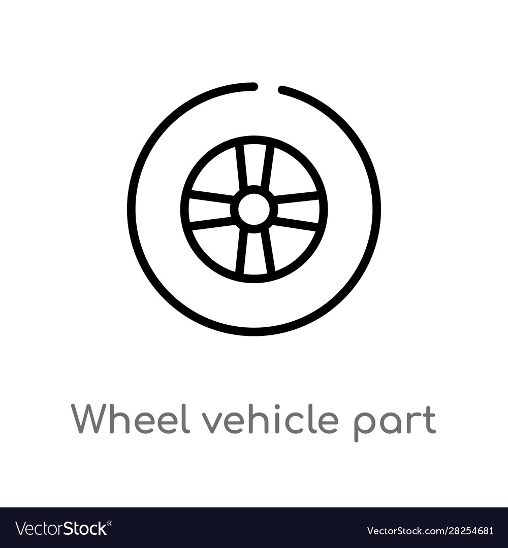 Outline wheel vehicle part icon isolated black