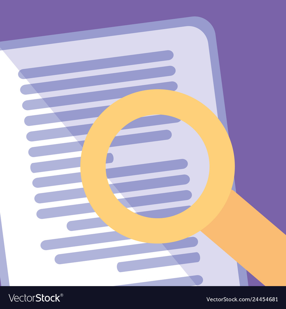 Paper document with magnifying glass Royalty Free Vector