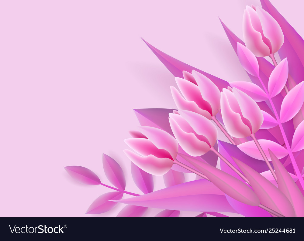 Pink background with mesh gradient flower bouquet