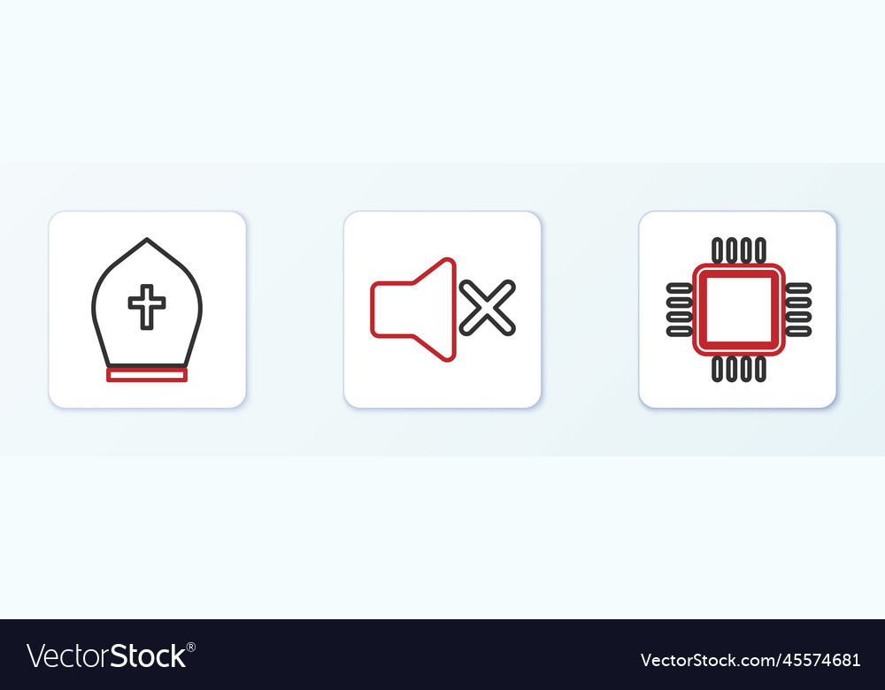 Set line processor with cpu pope hat and speaker vector image Set line processor with cpu pope hat and speaker