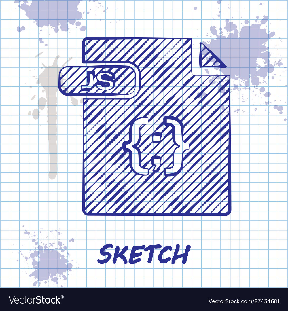Sketch line js file document download button vector image Sketch line js file document download button