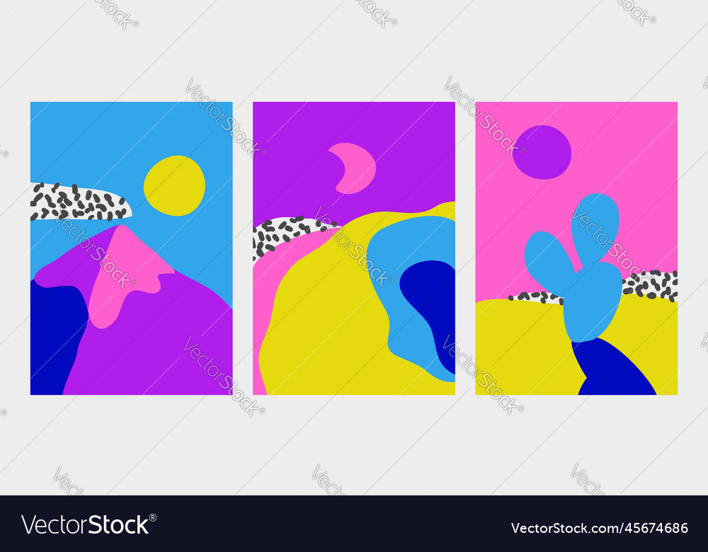 Abstract naive landscapes playful nature scenes