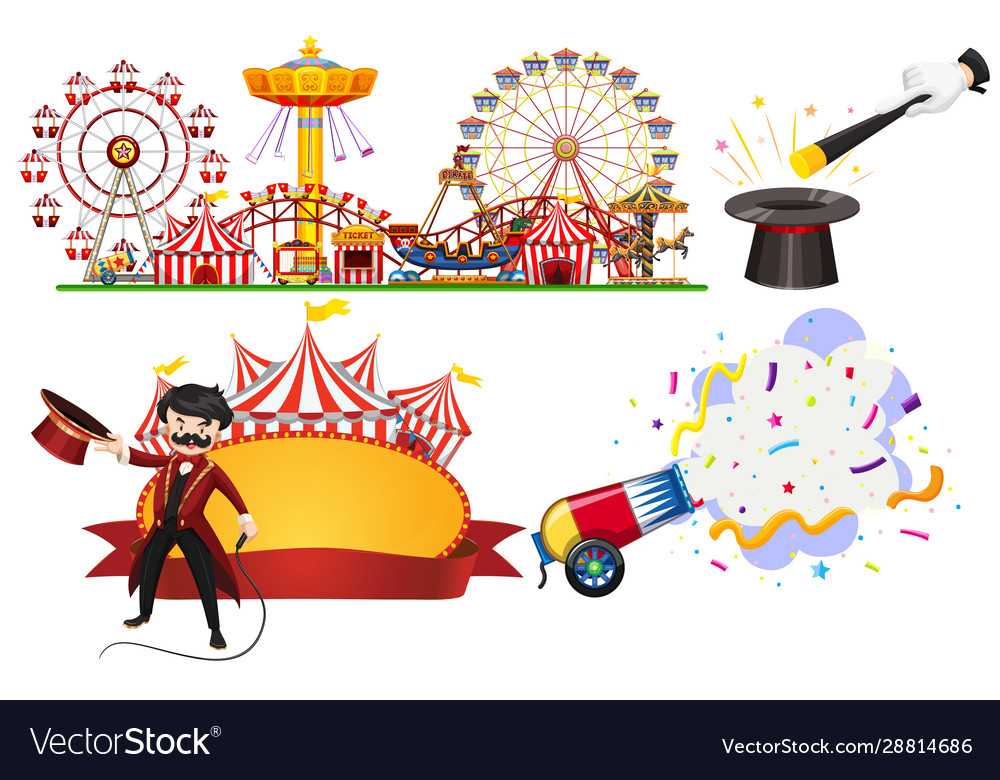 Circus sign and themepark scene on white Vector Image