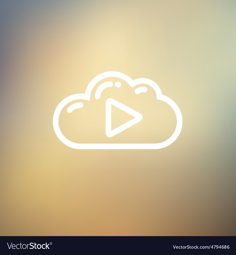 Cloud with arrow pointing to the right thin line