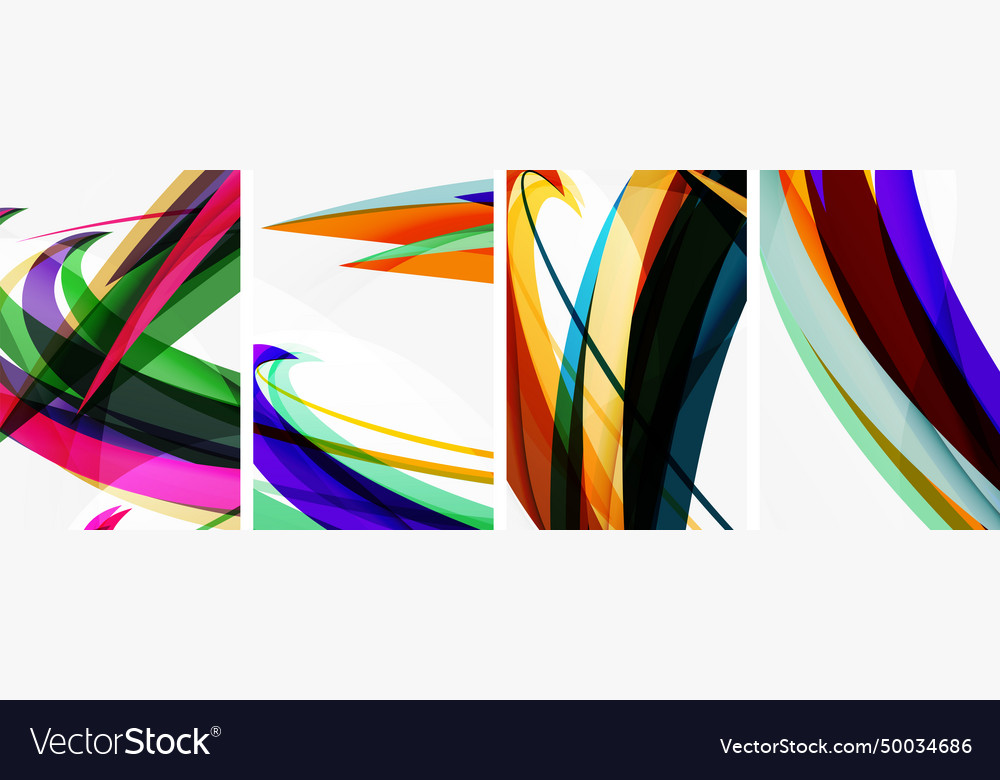 Colorful wave lines poster set for wallpaper Vector Image