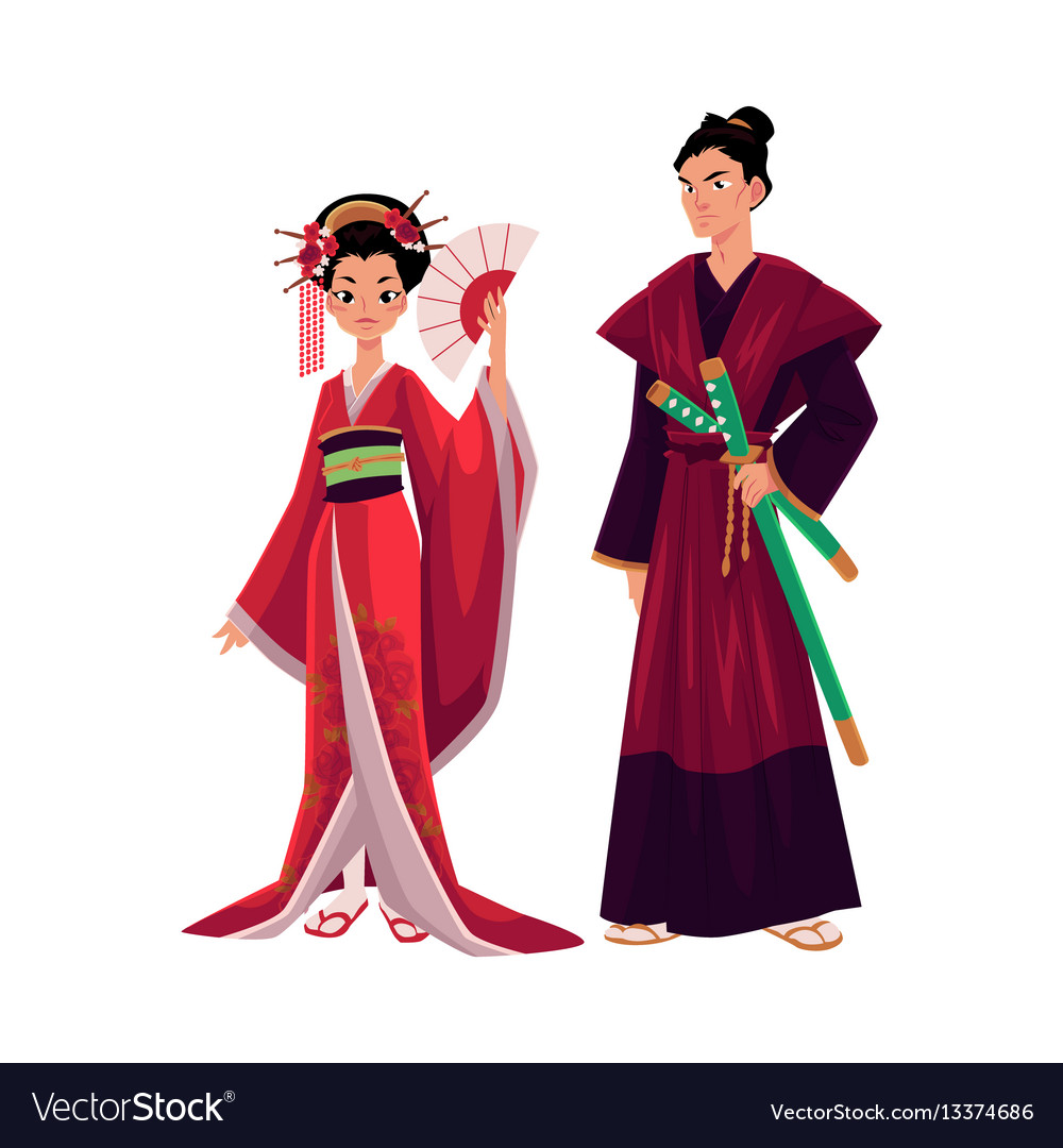 Girl Samurai Kimono Vector Images 51