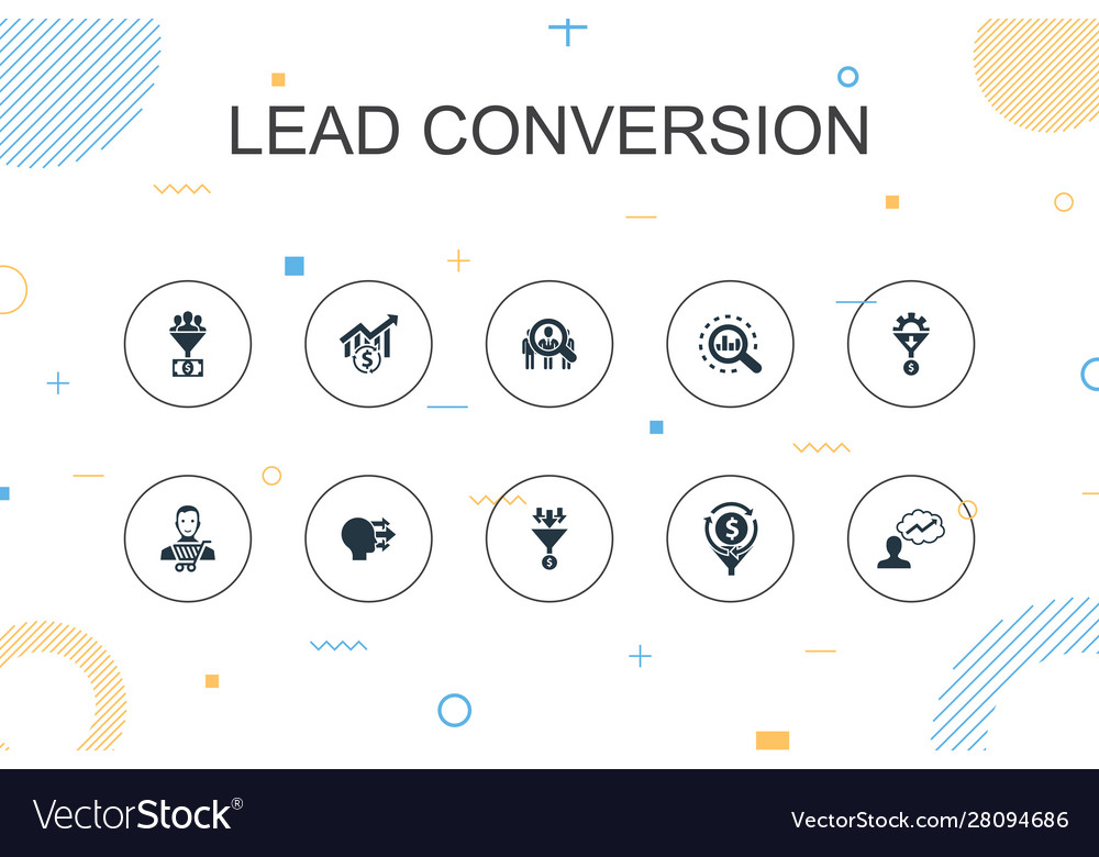 Lead conversion trendy infographic template thin