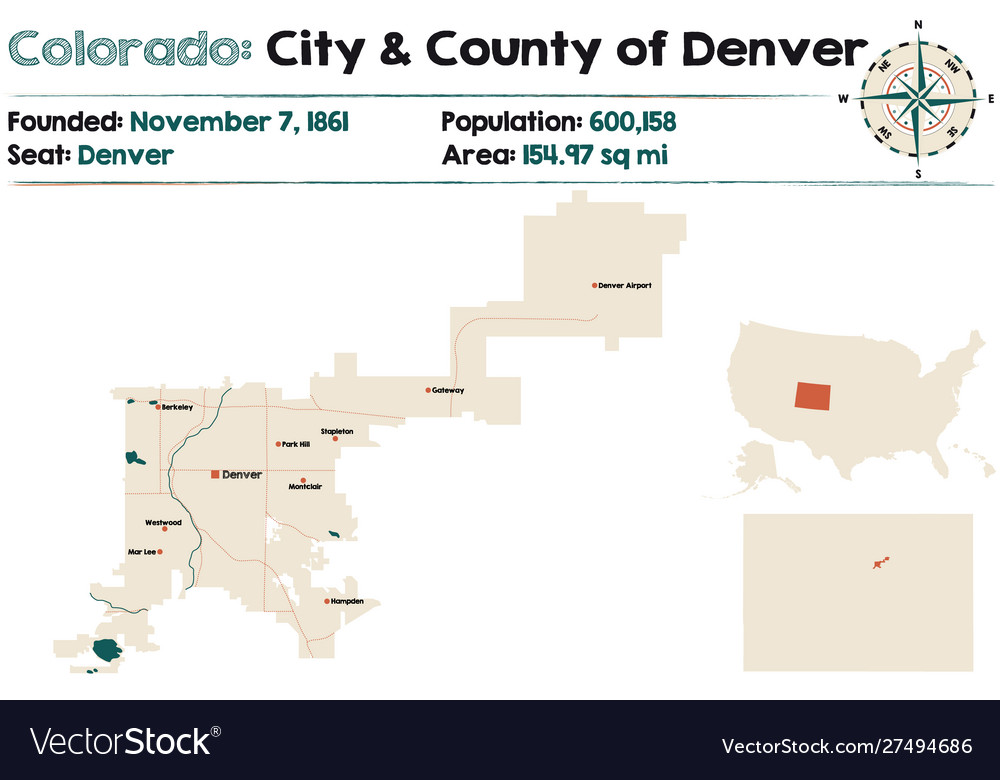 Map city county denver in colorado