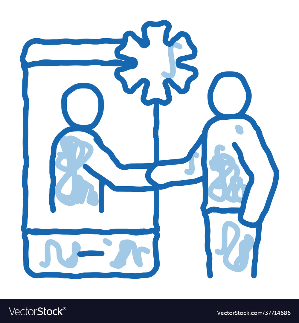 Online medical consultation doodle icon hand drawn