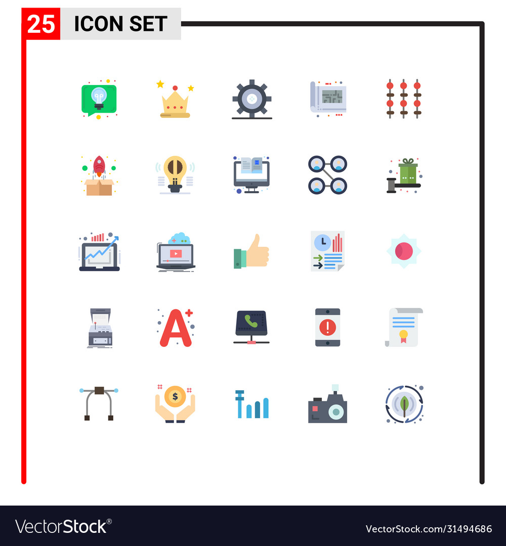 Pictograph set 25 simple flat colors print