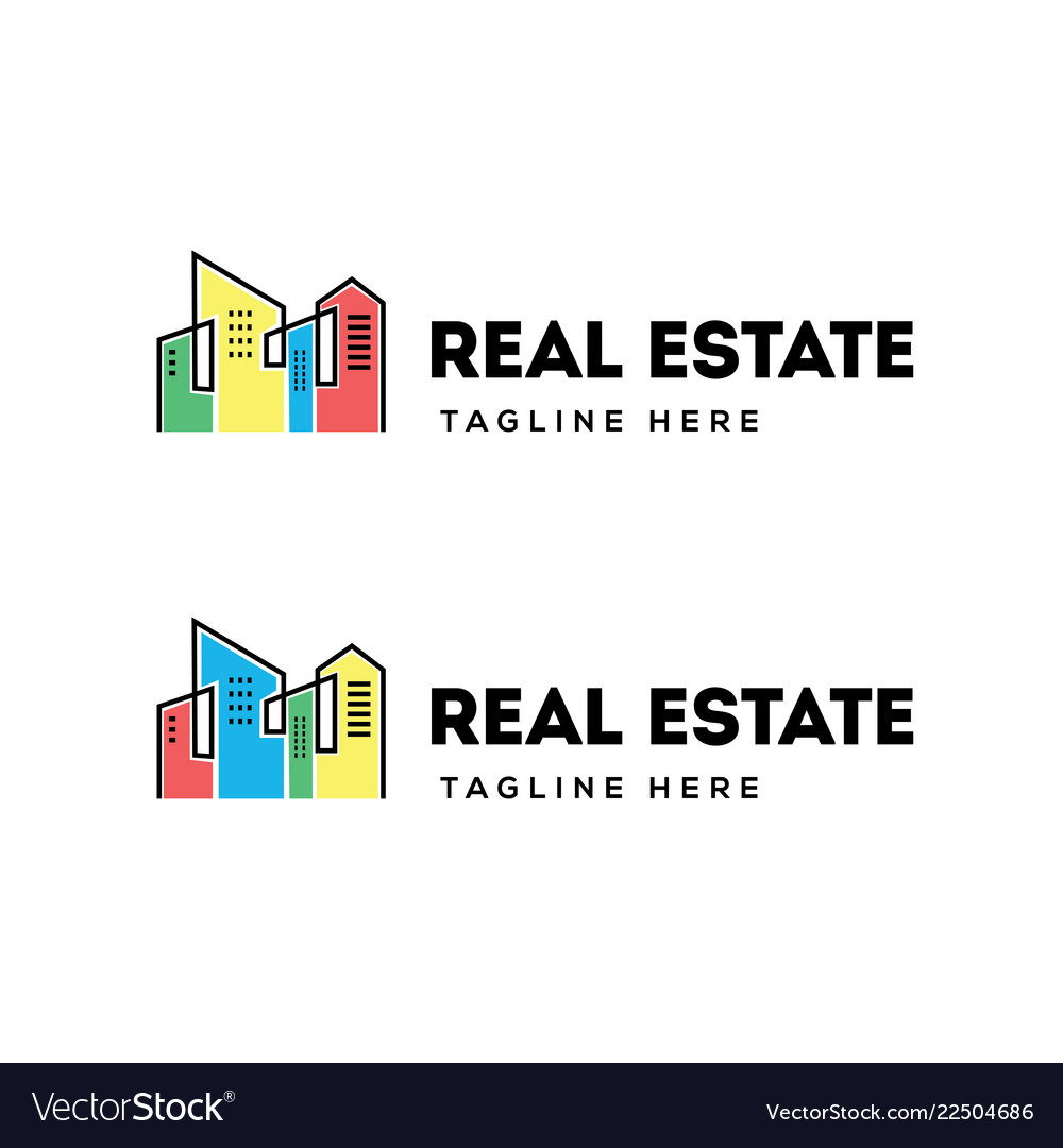 Real estate building logo design Royalty Free Vector Image