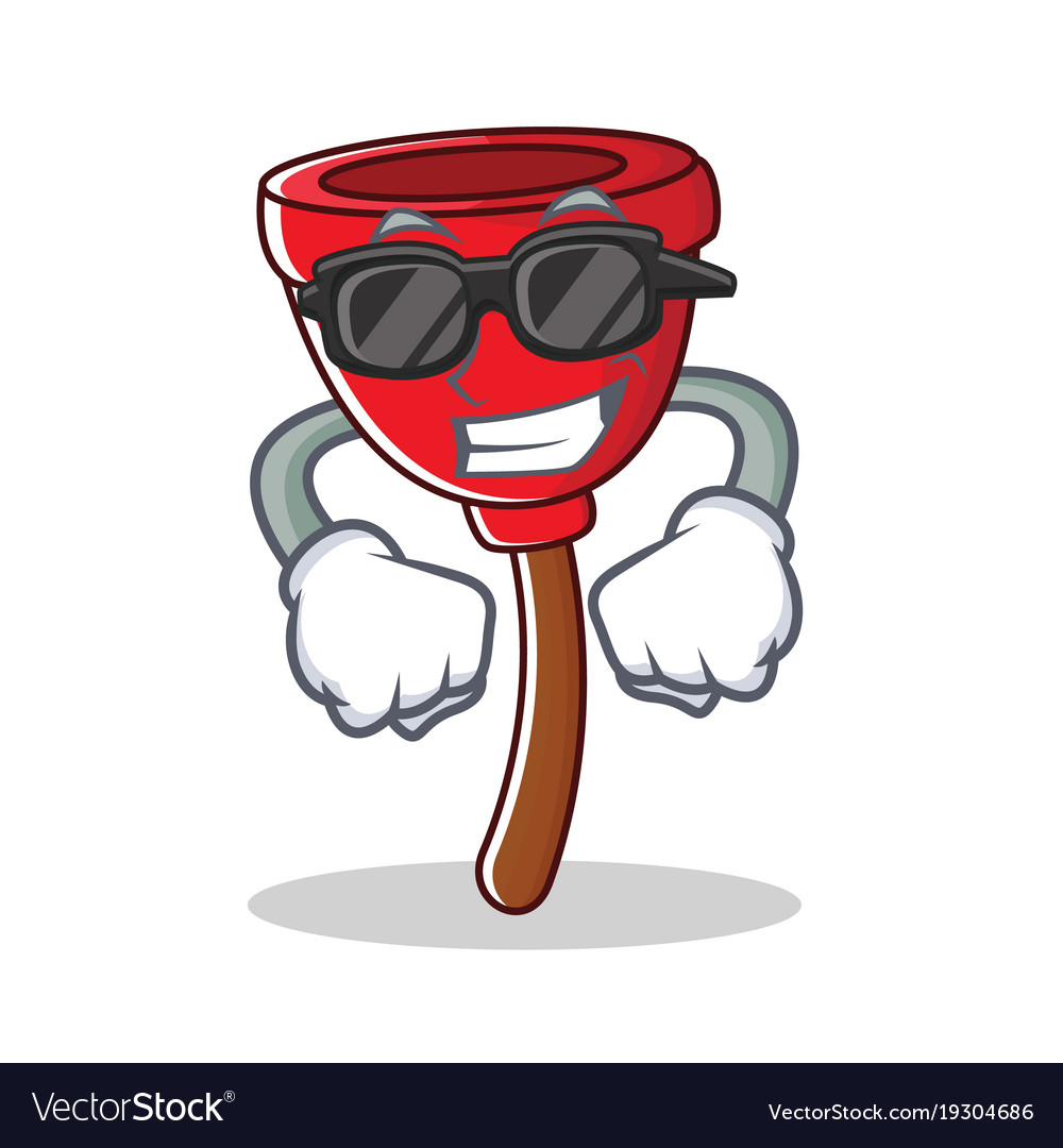 Super cool plunger character cartoon style