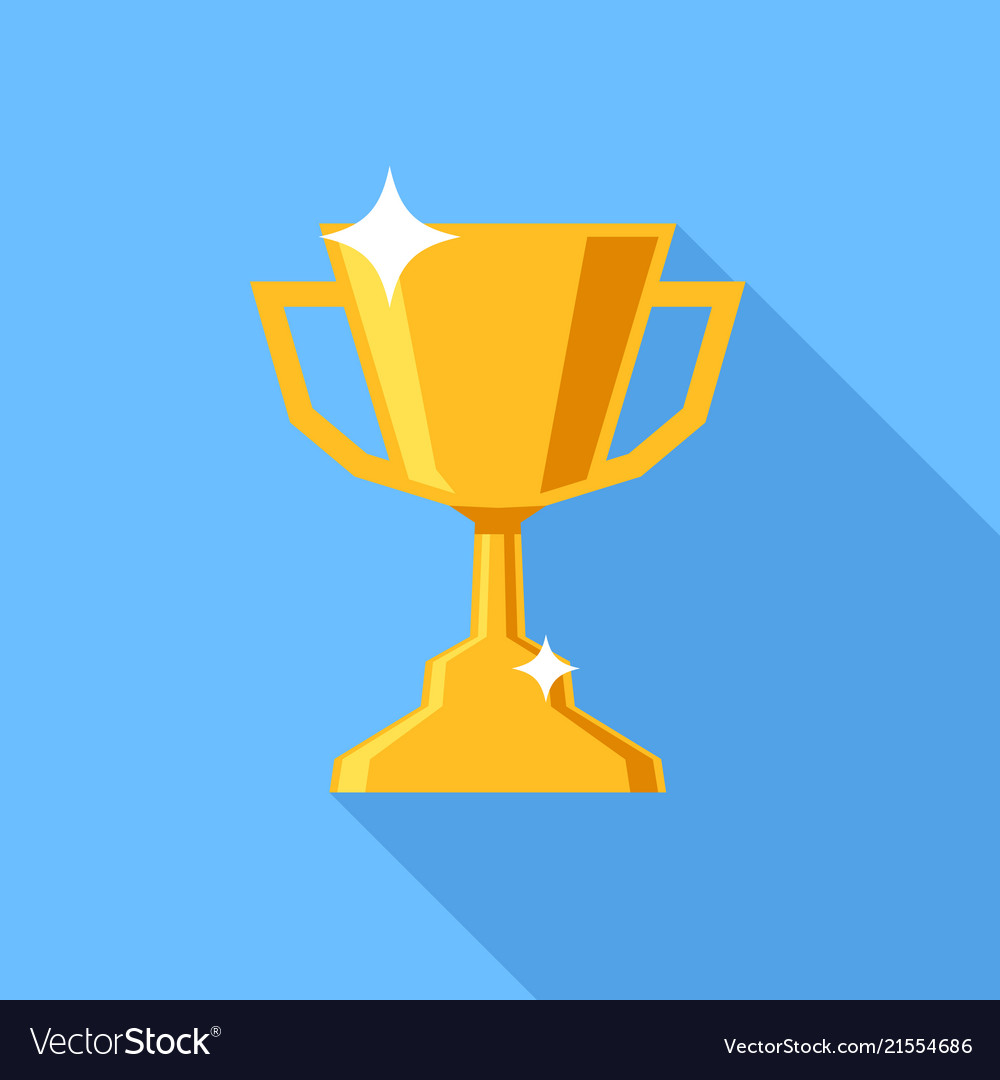 Winner cup flat design icon trophy prize on blue Vector Image