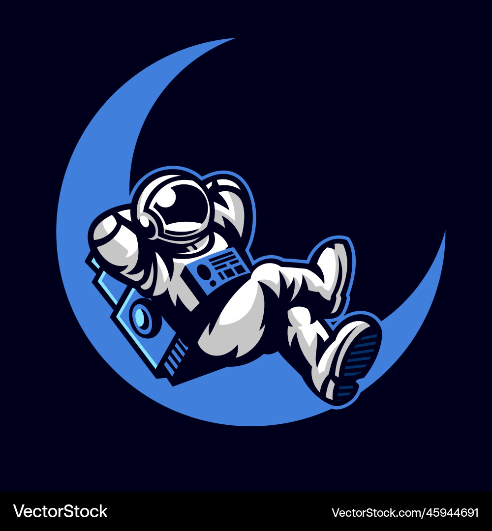 Astronaut cartoon chillin on the moon Royalty Free Vector