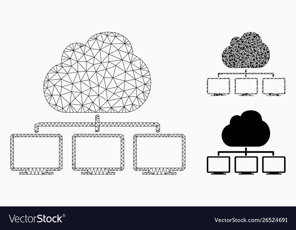 Cloud network hierarchy mesh 2d model vector image Cloud network hierarchy mesh 2d model