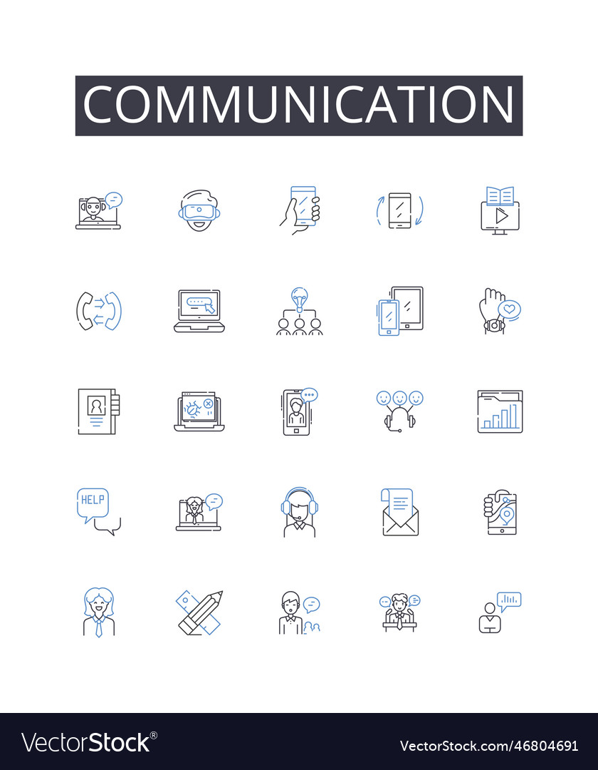 Communication Line Icons Collection Dialogue Vector Image