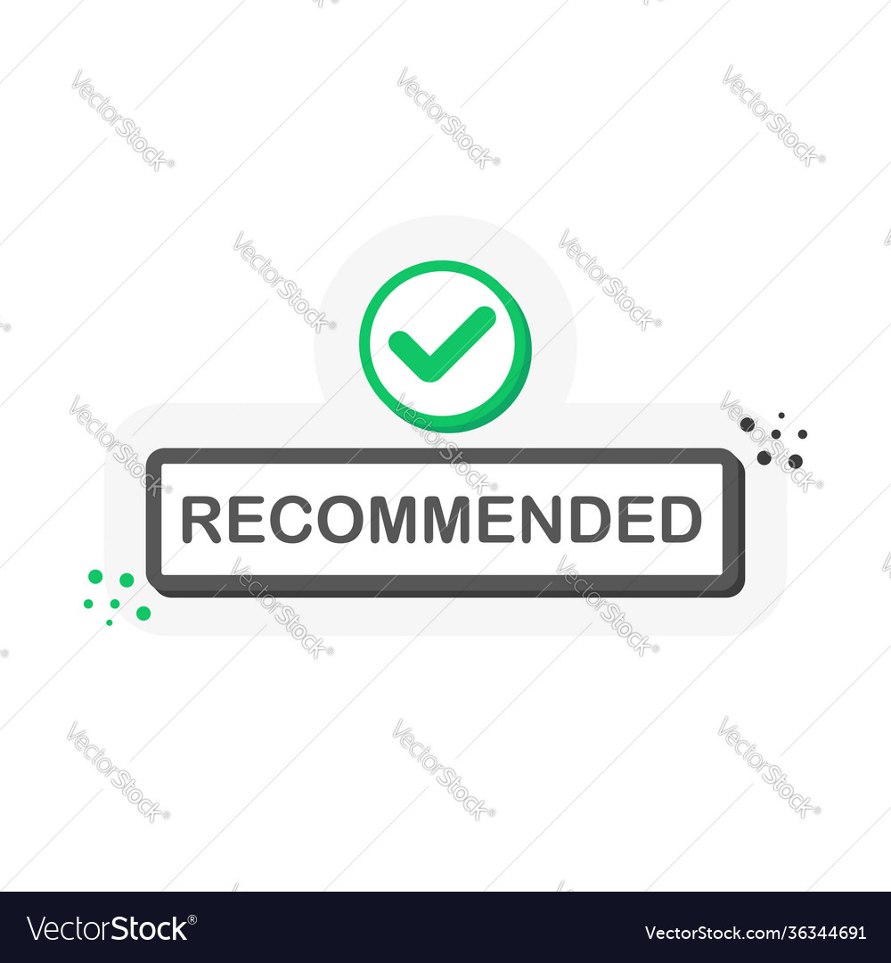 Flat label with recommended speech bubble 3d