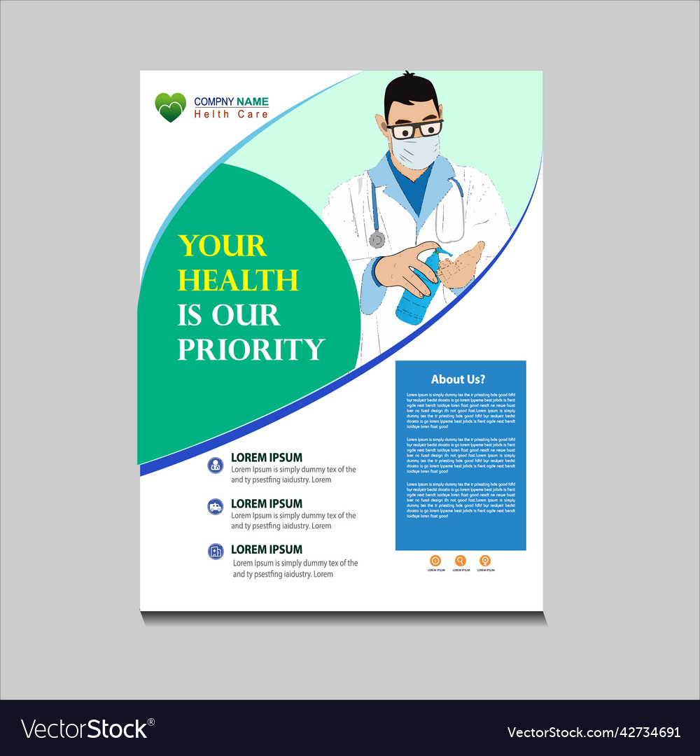 Flyer medical brochure health doctor template vector image Flyer medical brochure health doctor template