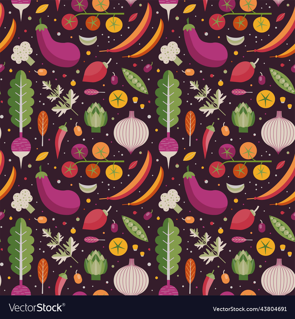 Fresh veggies healthy vegetarian eco food pattern Vector Image