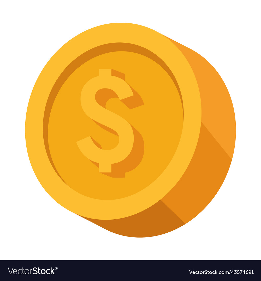 Golden coin dollar money Royalty Free Vector Image