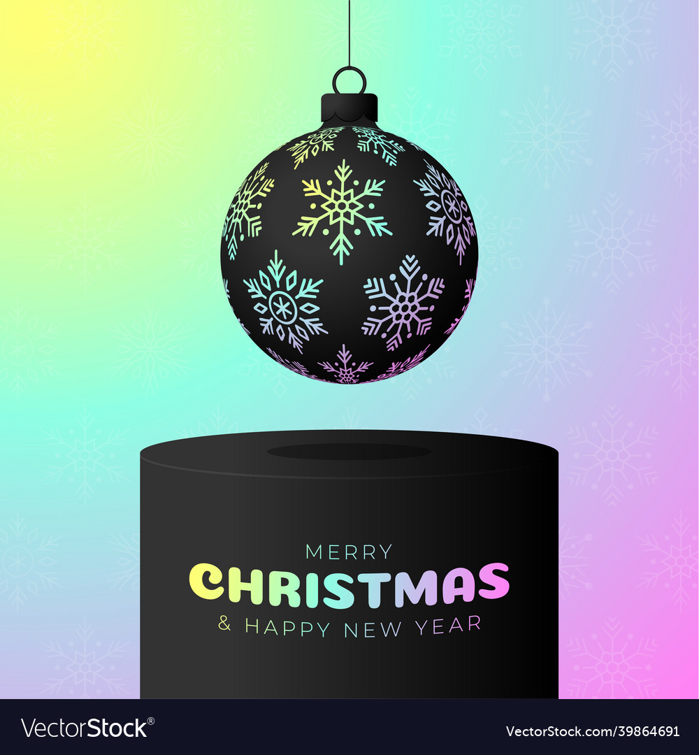 Merry christmas card with holographic ball