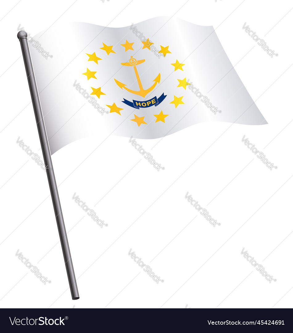 Rhode island ri flag flying on flagpole Royalty Free Vector