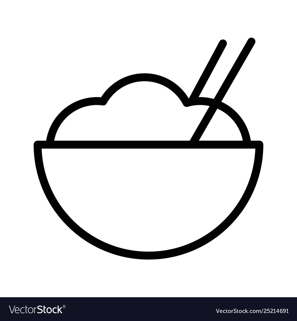 Rice bowl chinese lunar new year line icon