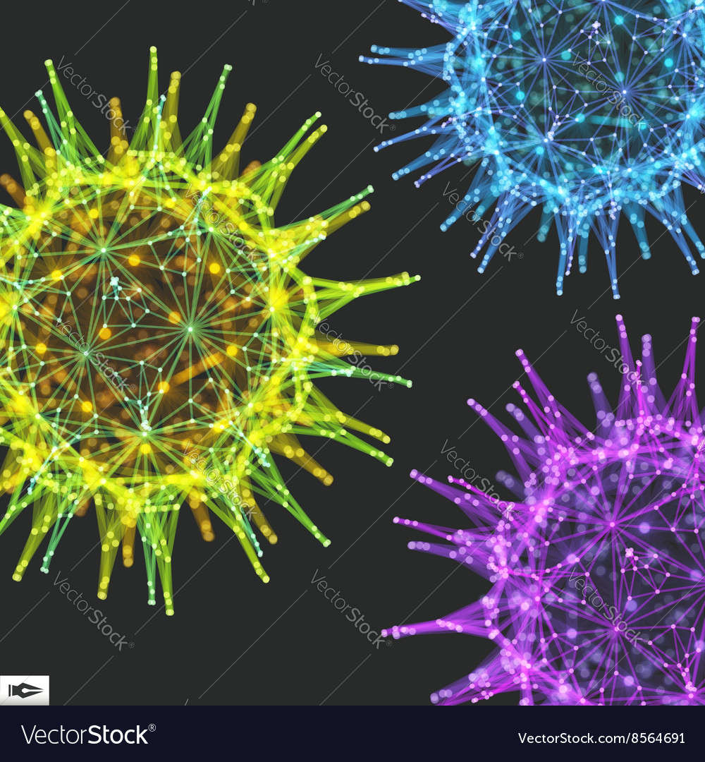 Sphere with connected lines and dots glowing grid