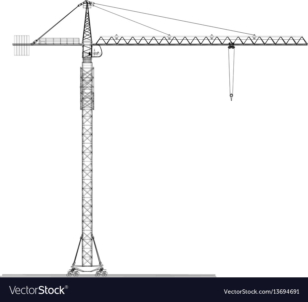 Tower construction crane rendering 3d Royalty Free Vector