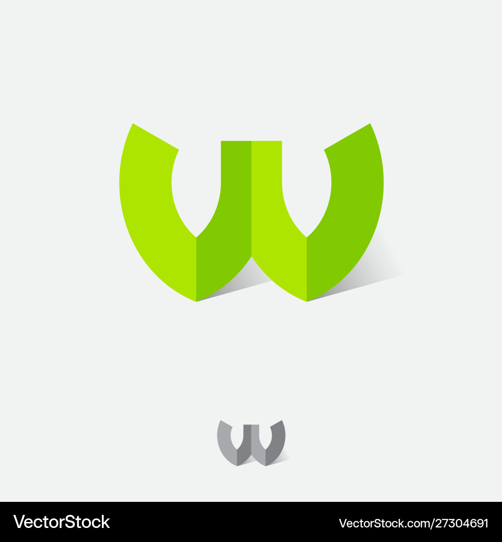 W monogram origami logo letter folded paper Vector Image