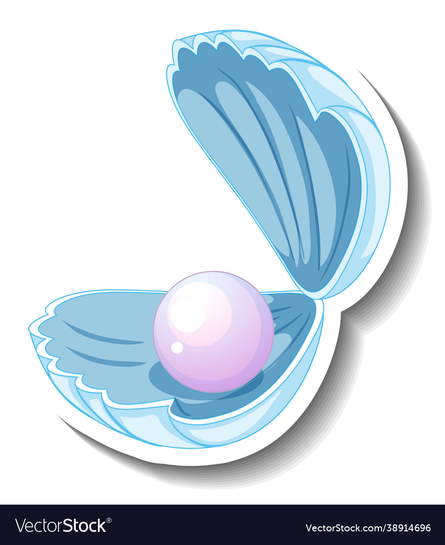 A sticker template with pearl in shell isolated