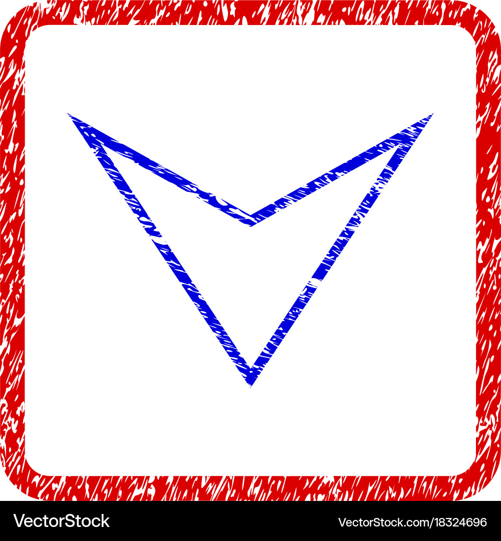 Arrowhead down grunge framed icon Royalty Free Vector Image