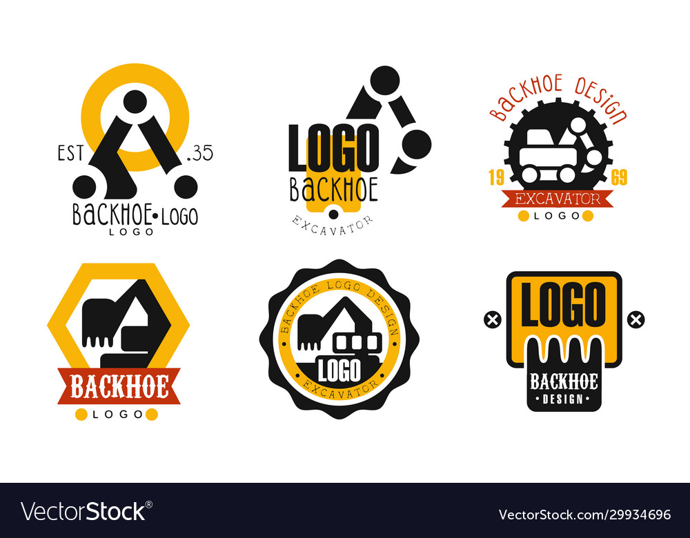 Backhoe logo design collection excavator Vector Image