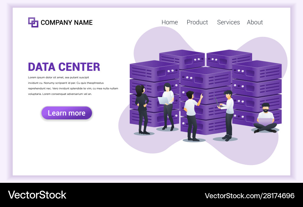 Modern flat design concept data center Royalty Free Vector
