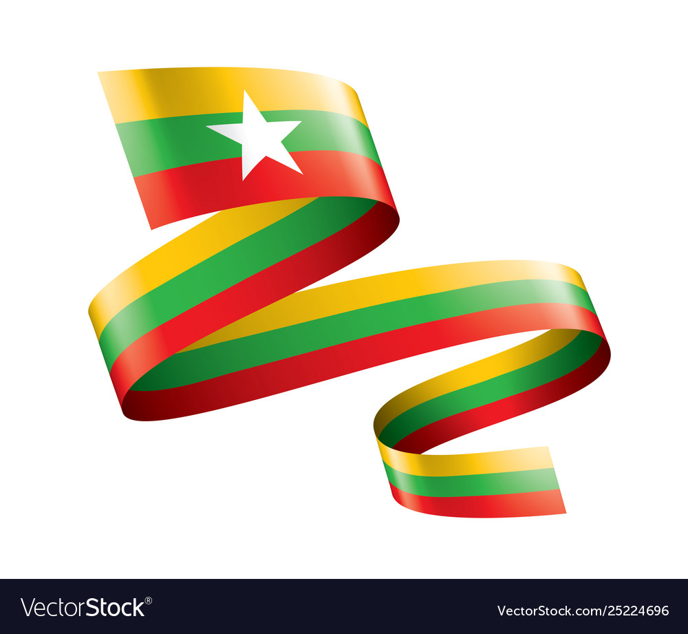 Myanmar flag on a white Royalty Free Vector Image