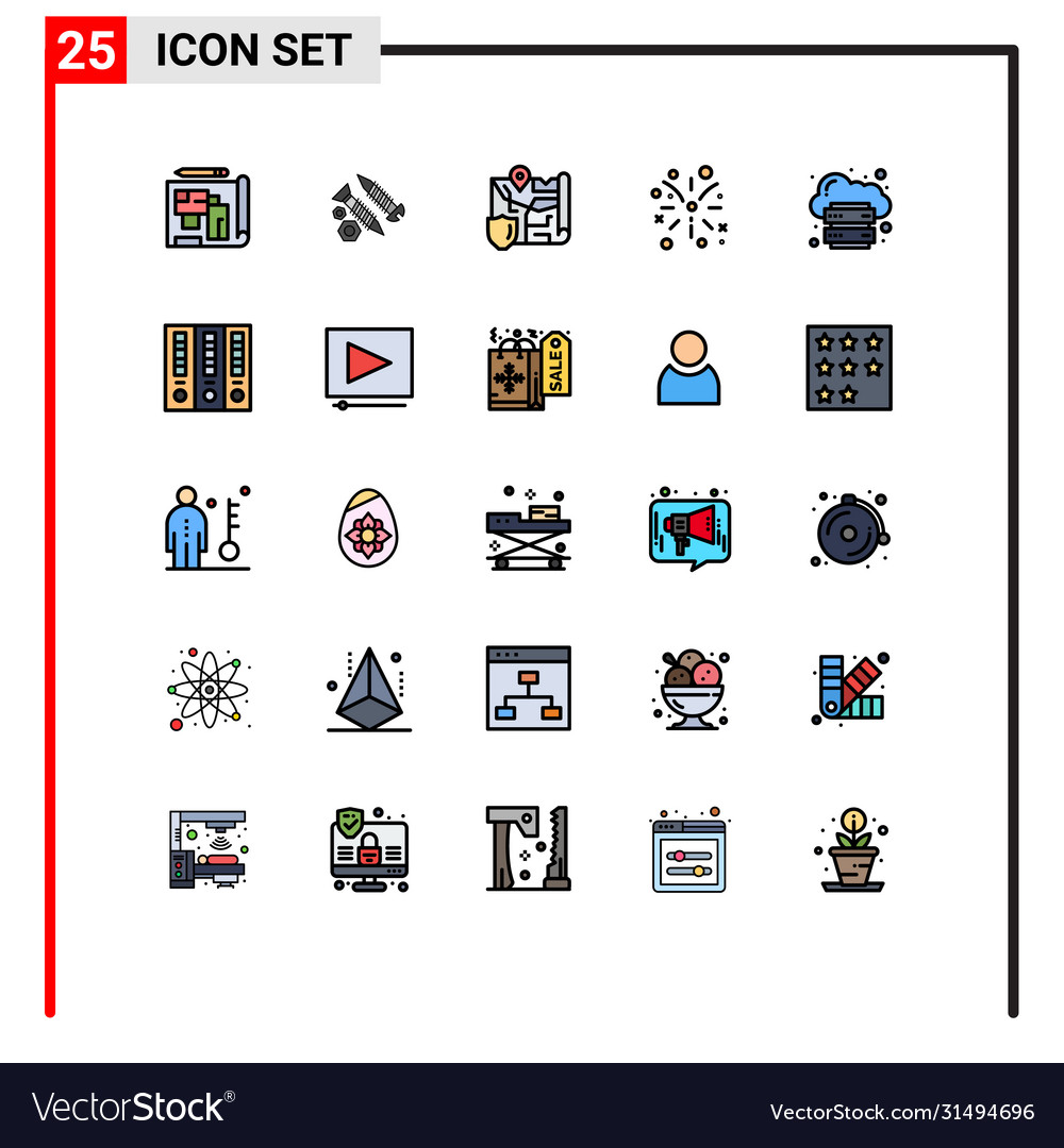 Set 25 modern ui icons symbols signs for Vector Image